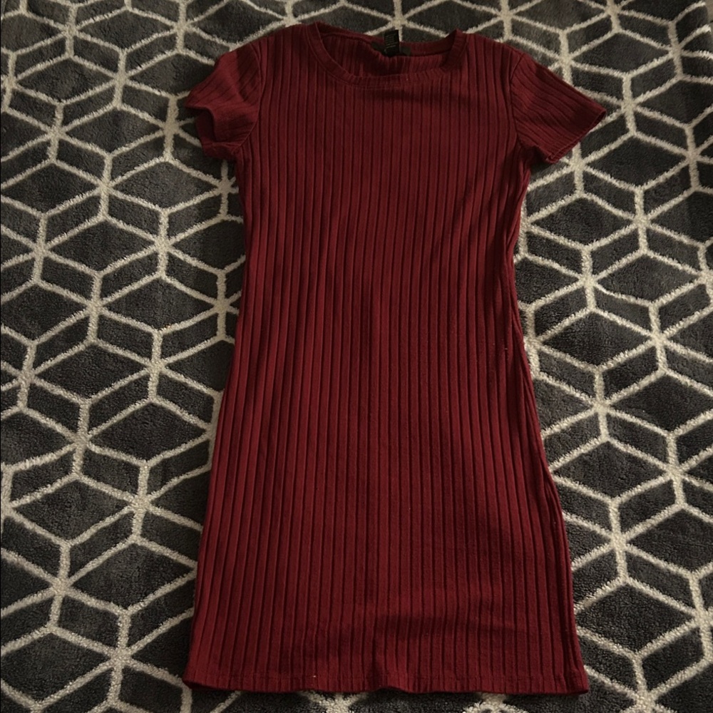 Forever 21 Ribbed Burgundy Mini Dress